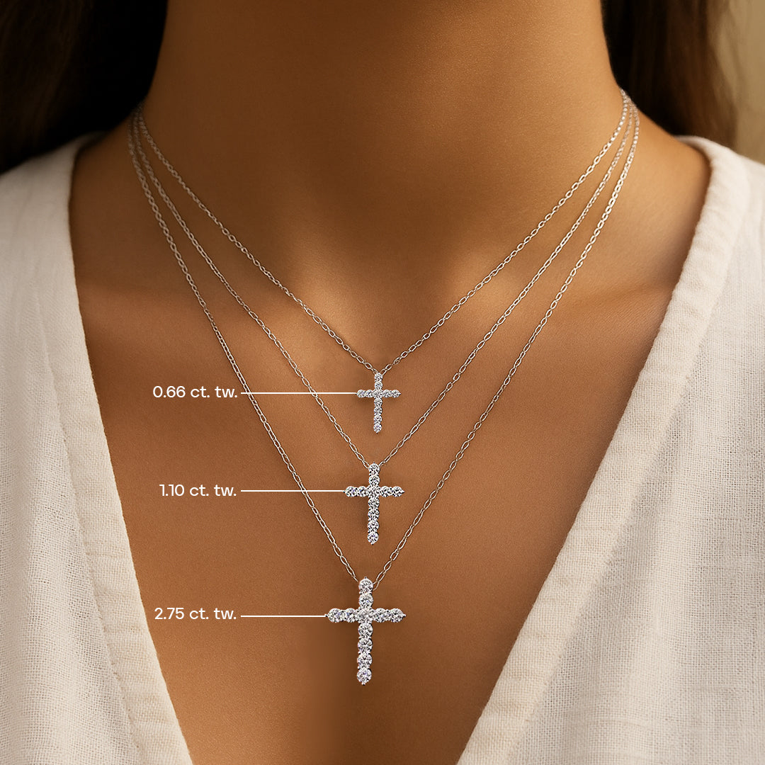 Abigail Delicate Cross Moissanite Necklace 1