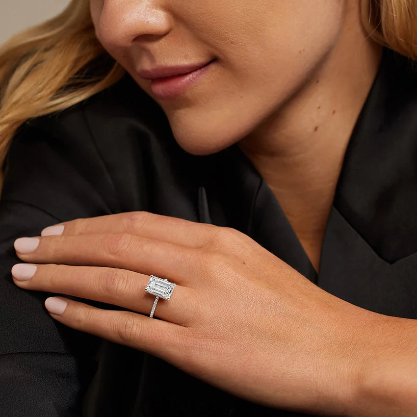 Ariston Emerald-Cut Moissanite Halo Ring 2