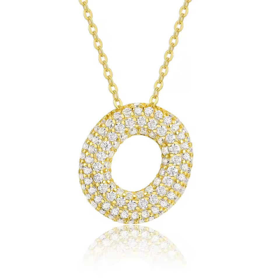 Bling Bubble Initial Letter Moissanite Necklace 10