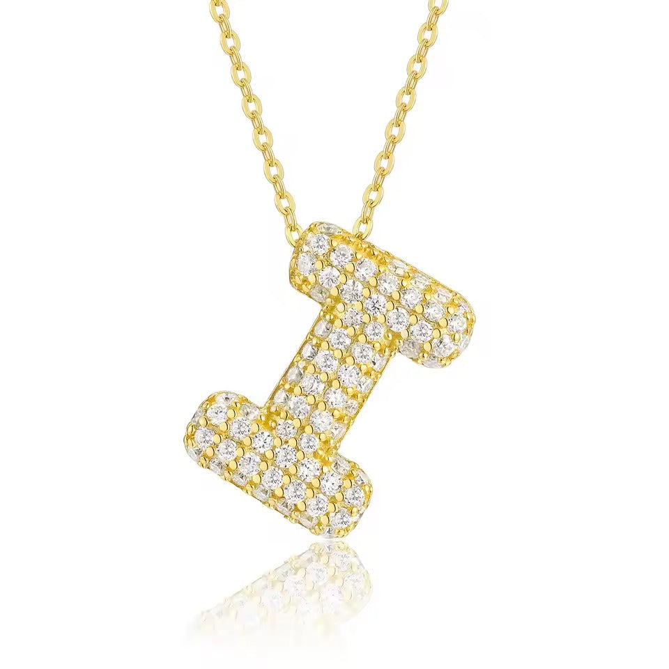 Bling Bubble Initial Letter Moissanite Necklace 12