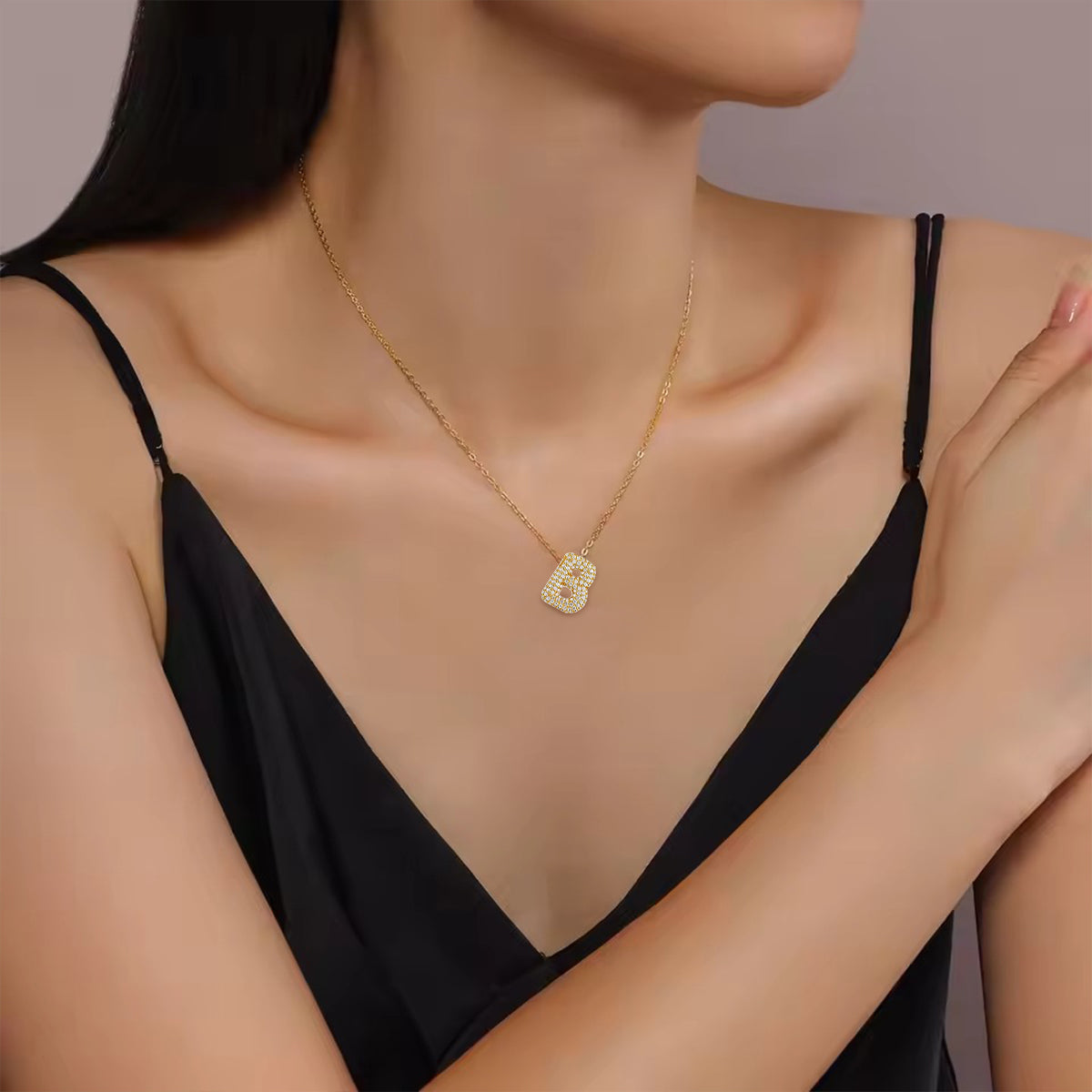 Bling Bubble Initial Letter Moissanite Necklace 2