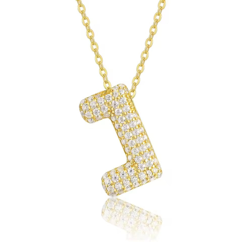 Bling Bubble Initial Letter Moissanite Necklace 21