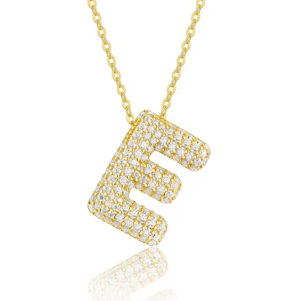 Bling Bubble Initial Letter Moissanite Necklace 29