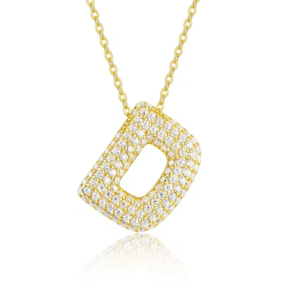 Bling Bubble Initial Letter Moissanite Necklace 8