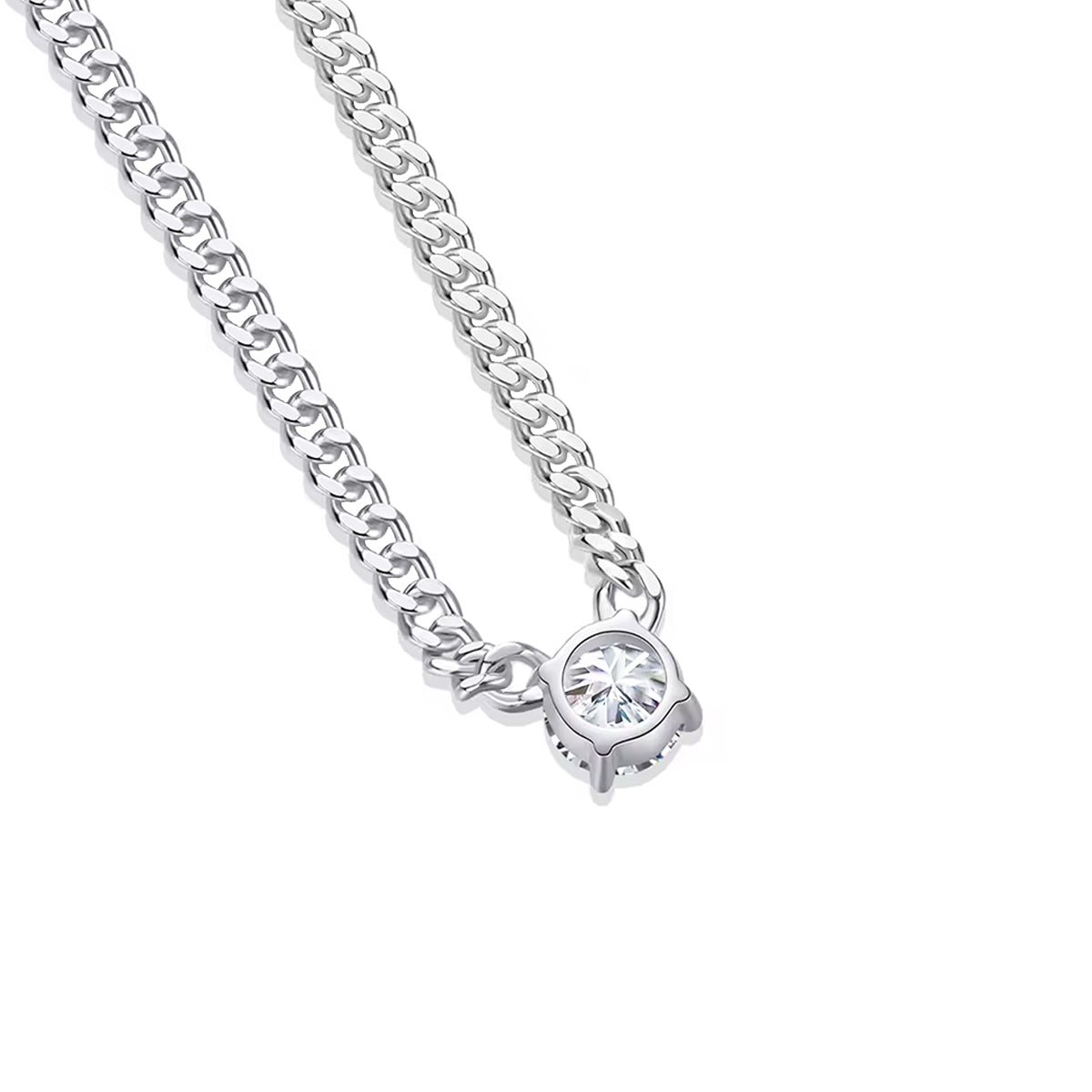 Catena Cuban Chain Round-Cut Moissanite Necklace 1