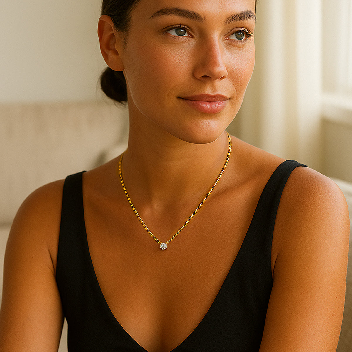 Catena Cuban Chain Round-Cut Moissanite Necklace 4