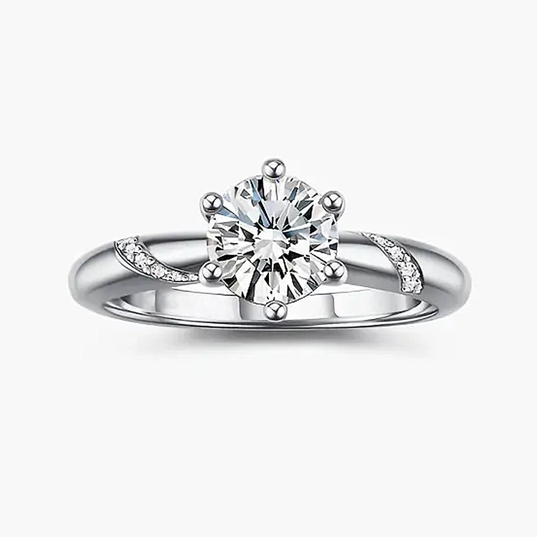 Celestine Round-Cut Six Prong Moissanite Ring 0