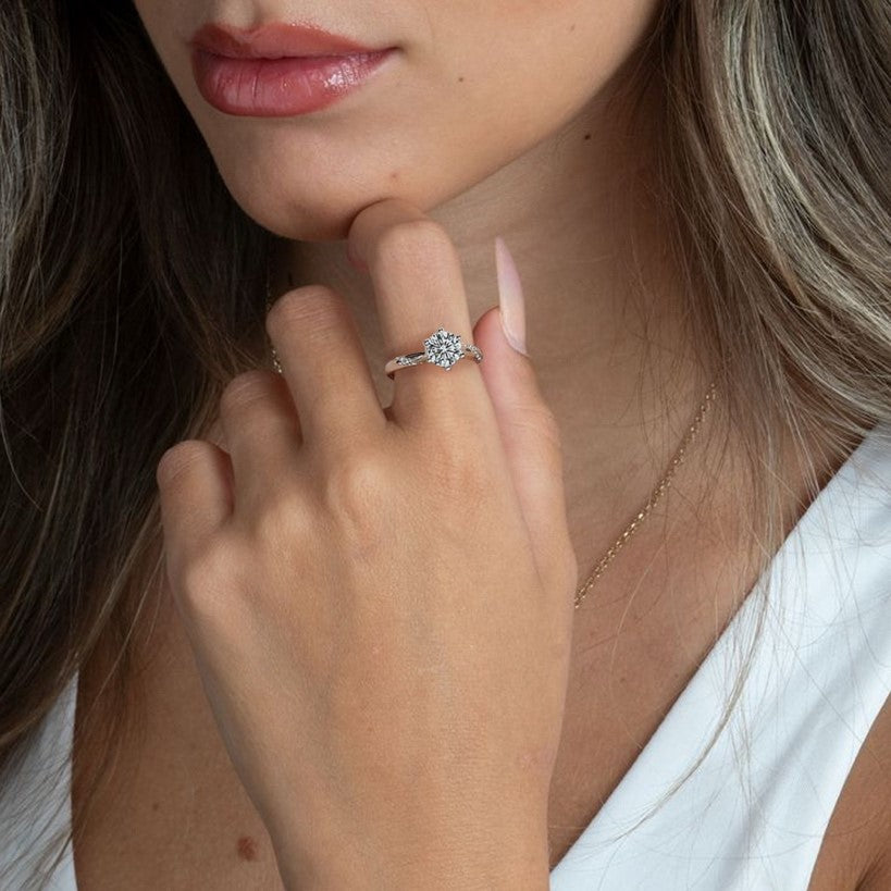 Celestine Round-Cut Six Prong Moissanite Ring 3