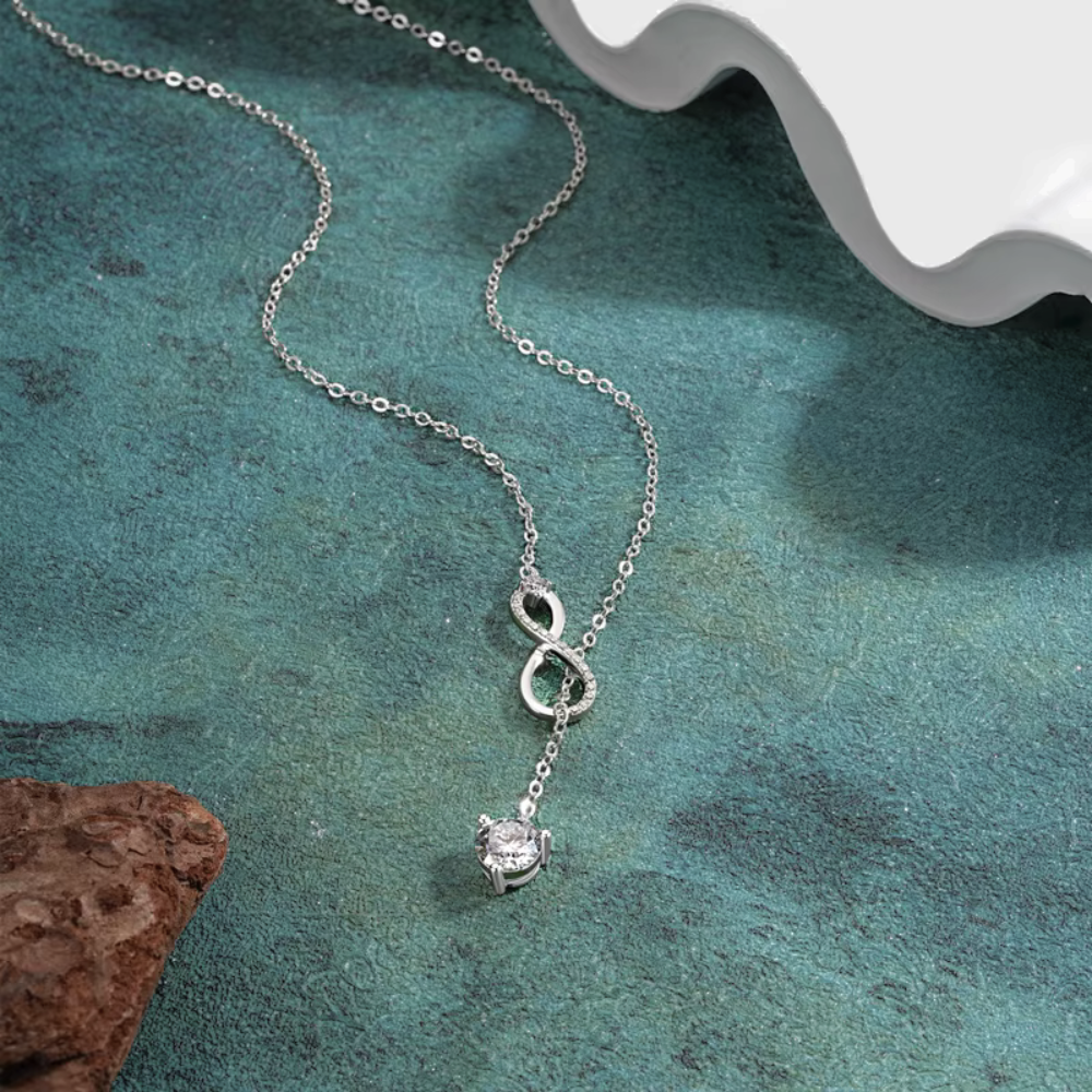 Infinity Round-Cut Moissanite Solitaire Necklace 2