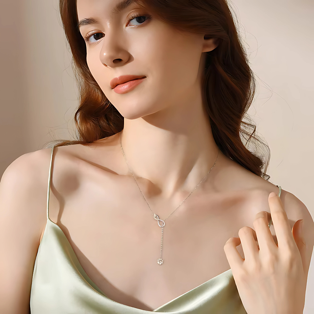 Infinity Round-Cut Moissanite Solitaire Necklace 3