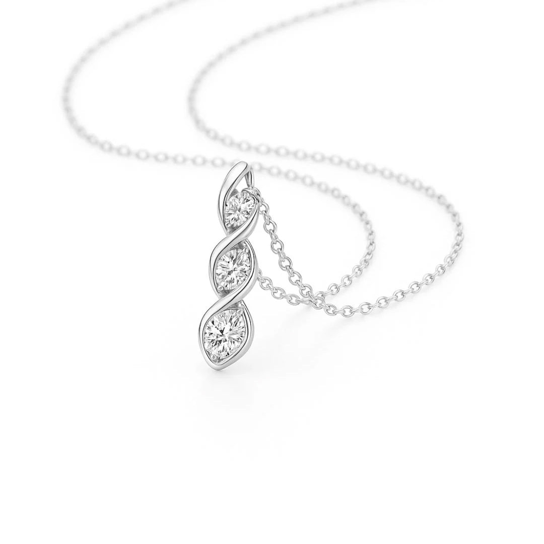 Marissa 3-Stone Moissanite Necklace 1