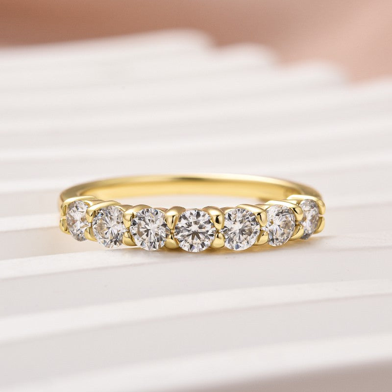 Moissanite 0.7Ct Round Cut Yellow Gold Women's Wedding Band 0
