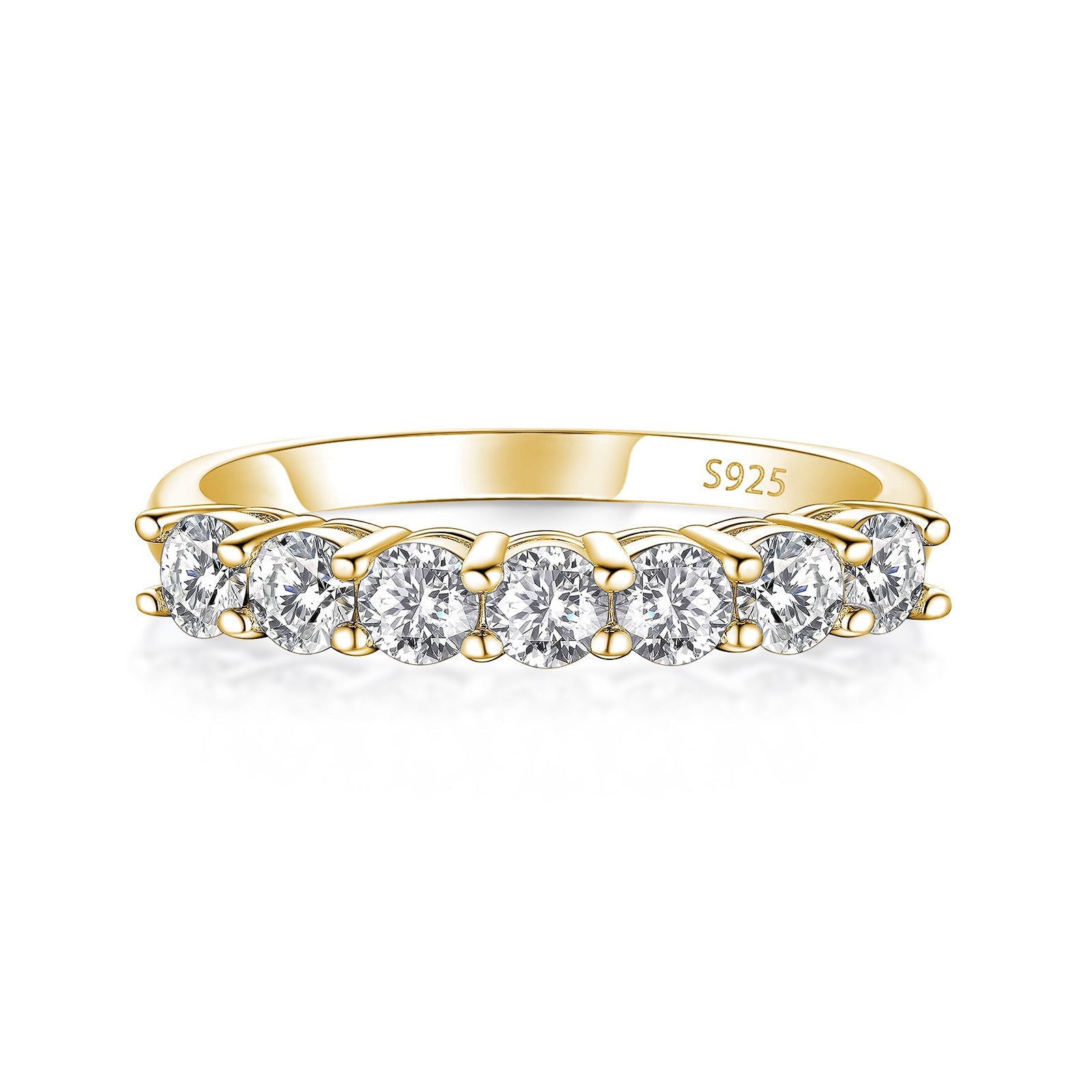 Moissanite 0.7Ct Round Cut Yellow Gold Women's Wedding Band 1