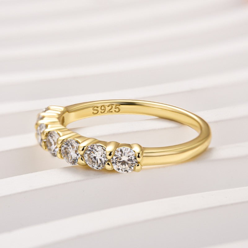 Moissanite 0.7Ct Round Cut Yellow Gold Women's Wedding Band 5