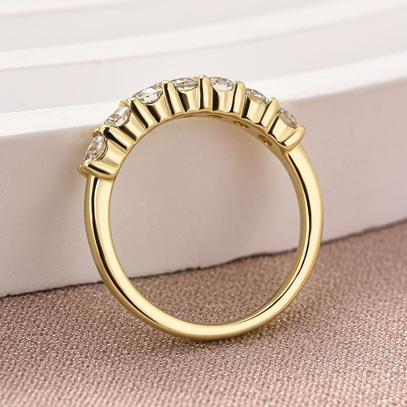 Moissanite 0.7Ct Round Cut Yellow Gold Women's Wedding Band 6