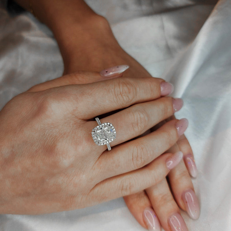 Monroe Cushion-Cut Moissanite Halo Ring 3