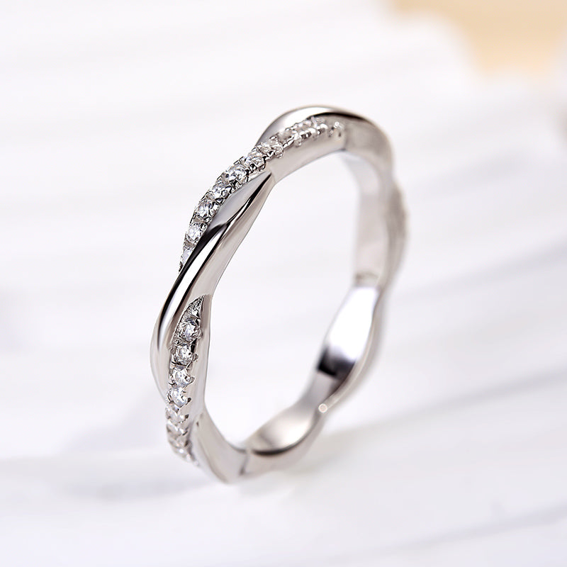Rodiffy Moissanite 0.3 Ct Round Cut Pave White Gold Wedding Band 3