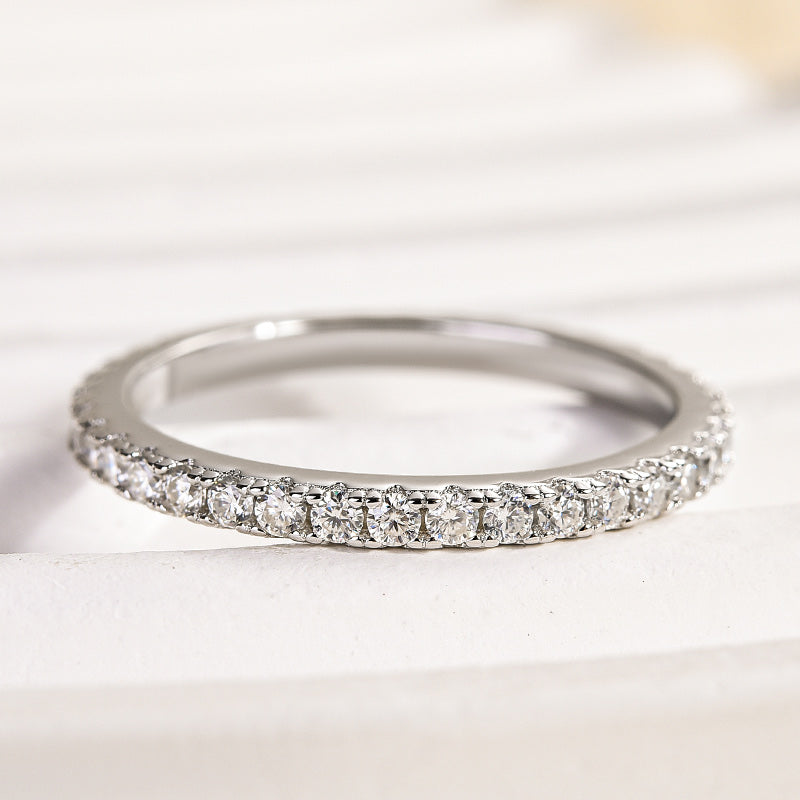 Rodiffy Moissanite 0.5 Ct Full Eternity Thin Wedding Band For Women 4