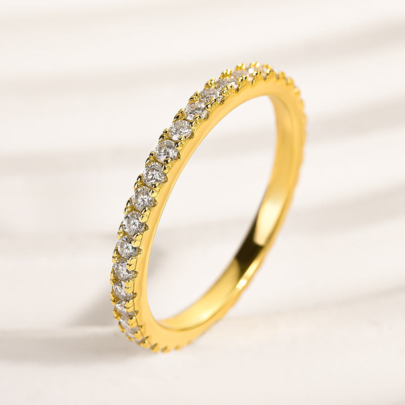 Rodiffy Moissanite 0.5 Ct Yellow Gold Full Eternity Thin Wedding Band For Women 5