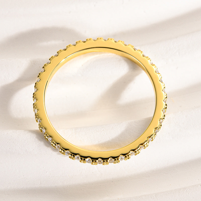 Rodiffy Moissanite 0.5 Ct Yellow Gold Full Eternity Thin Wedding Band For Women 6