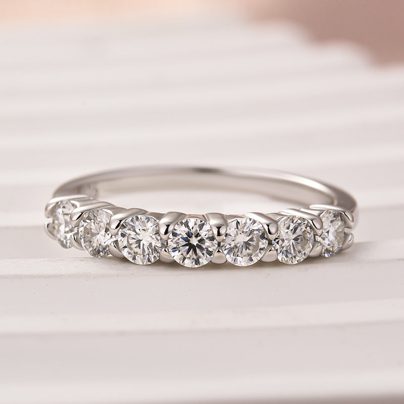 Rodiffy Moissanite 0.7Ct Round Cut White Gold Women's Wedding Band 0