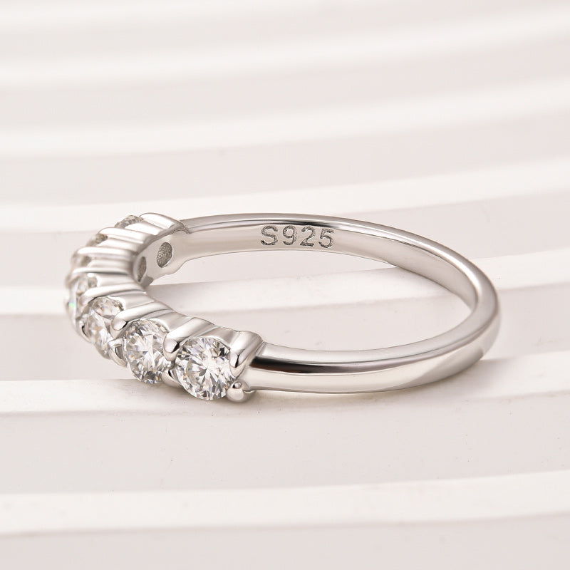 Rodiffy Moissanite 0.7Ct Round Cut White Gold Women's Wedding Band 5