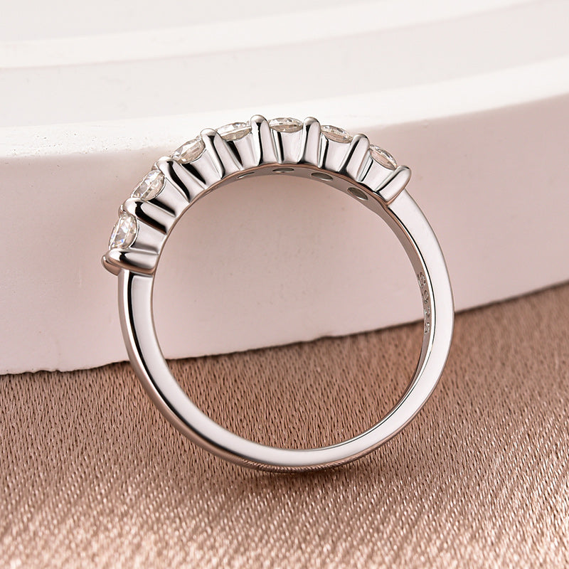 Rodiffy Moissanite 0.7Ct Round Cut White Gold Women's Wedding Band 6