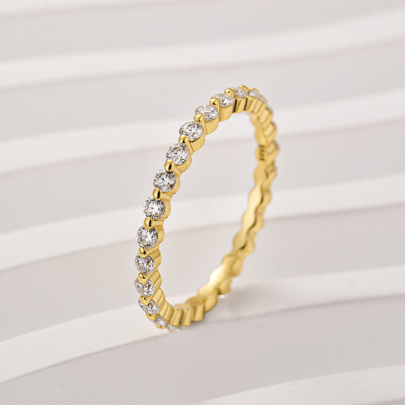 Rodiffy Moissanite 1.0Ct ~1.5 Ct Round Cut Yellow Gold Anniversary Ring 0