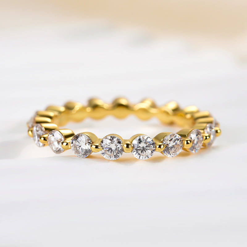 Rodiffy Moissanite 1.0Ct ~1.5 Ct Round Cut Yellow Gold Anniversary Ring 4