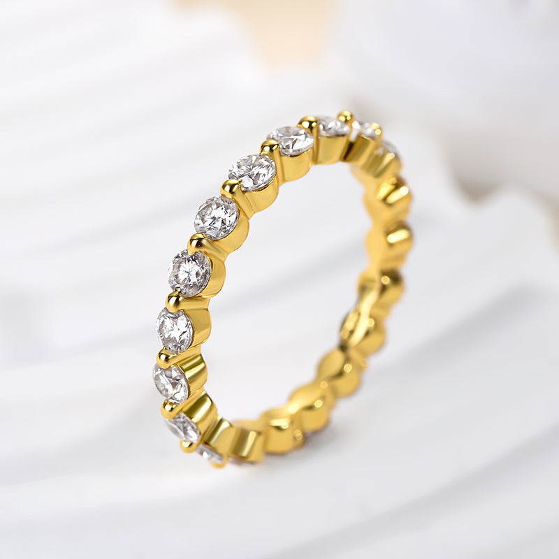 Rodiffy Moissanite 1.0Ct ~1.5 Ct Round Cut Yellow Gold Anniversary Ring 5