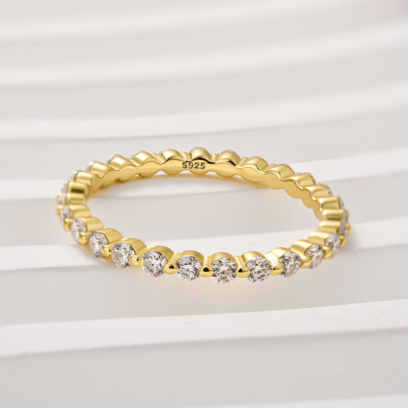 Rodiffy Moissanite 1.0Ct ~1.5 Ct Round Cut Yellow Gold Anniversary Ring 6
