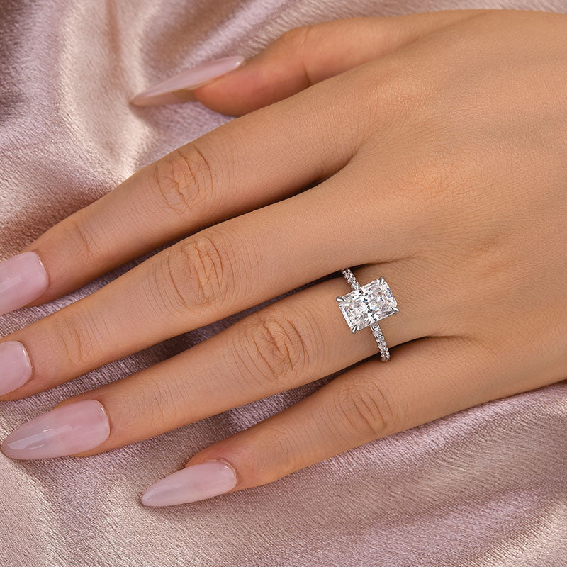 Rodiffy Moissanite 1.0 Ct~3.5 Ct Radiant Cut White Gold Engagement Ring For Women 2