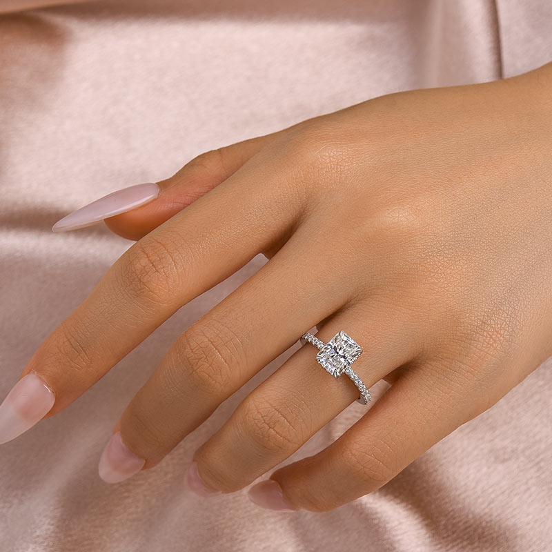 Rodiffy Moissanite 1.0 Ct~3.5 Ct Radiant Cut White Gold Engagement Ring For Women 3