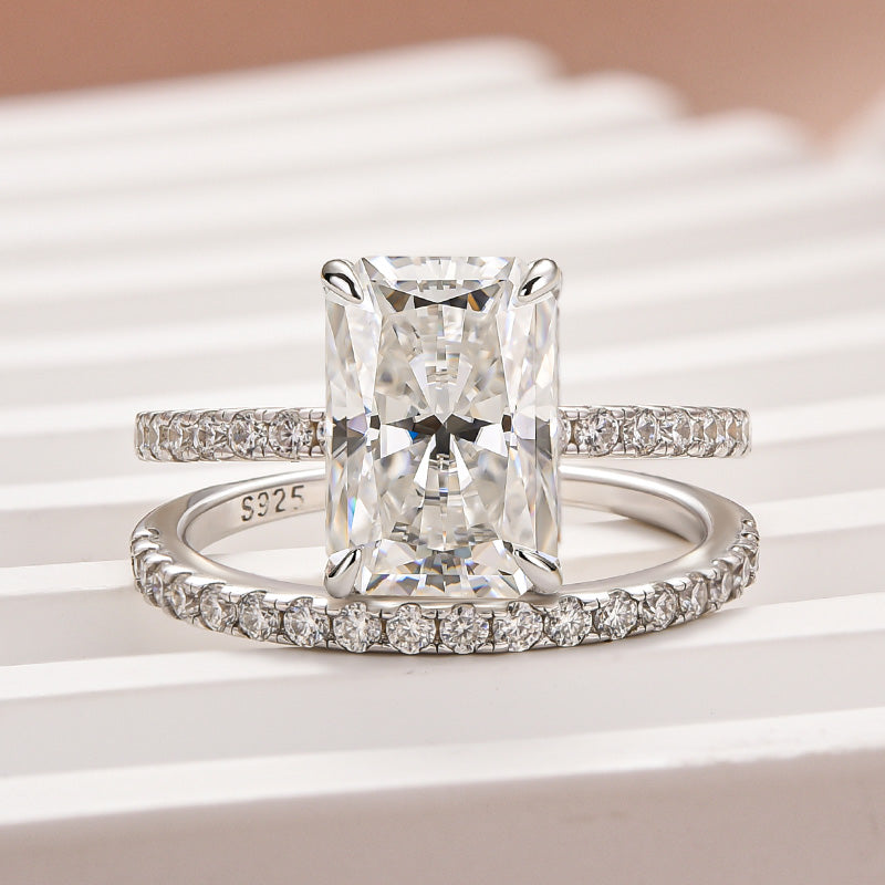 Rodiffy Moissanite 3.5 Ct Radiant Cut White Gold Wedding Ring For Women 0