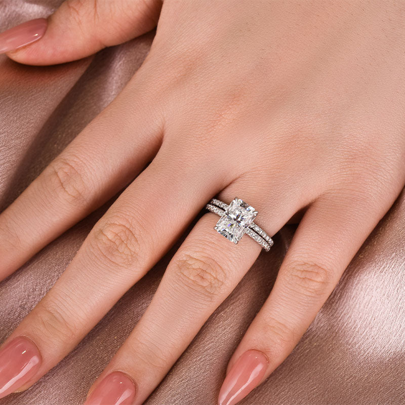 Rodiffy Moissanite 3.5 Ct Radiant Cut White Gold Wedding Ring For Women 2