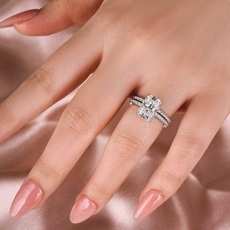 Rodiffy Moissanite 3.5 Ct Radiant Cut White Gold Wedding Ring For Women 4