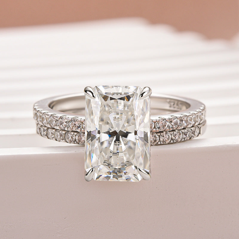 Rodiffy Moissanite 3.5 Ct Radiant Cut White Gold Wedding Ring For Women 5