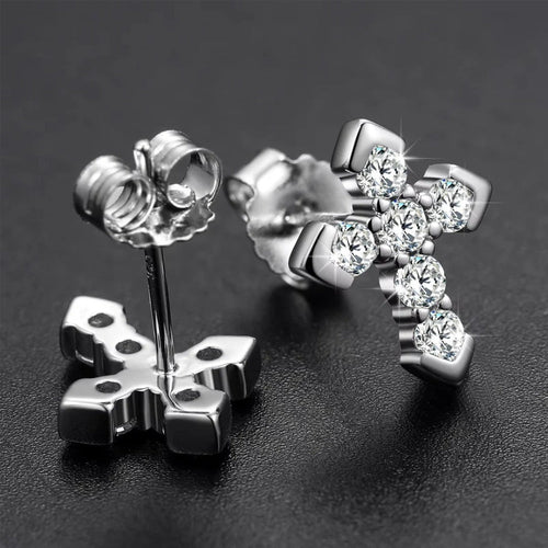 Abigail Cross Pointed Moissanite Stud Earrings 1