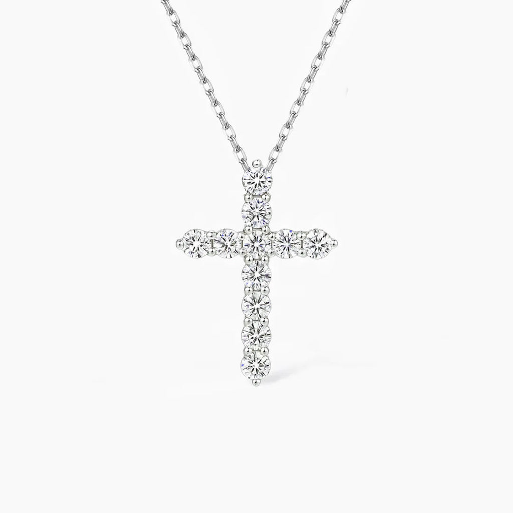 Abigail Delicate Cross Moissanite Necklace 0
