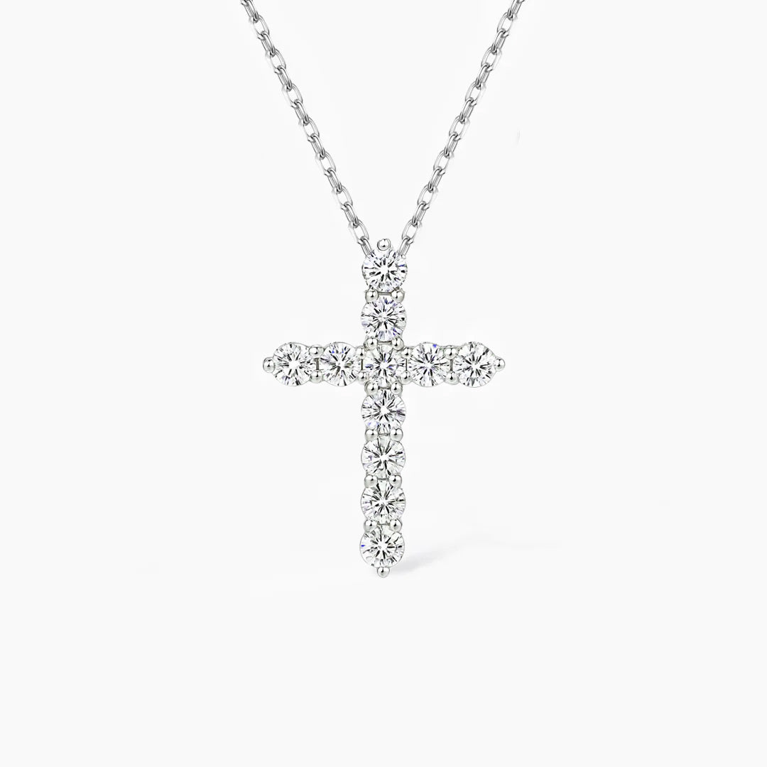 Abigail Delicate Cross Moissanite Necklace 0