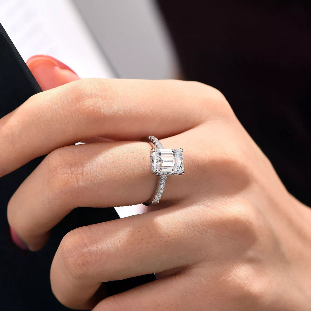 Ariston Emerald-Cut Moissanite Halo Ring 3