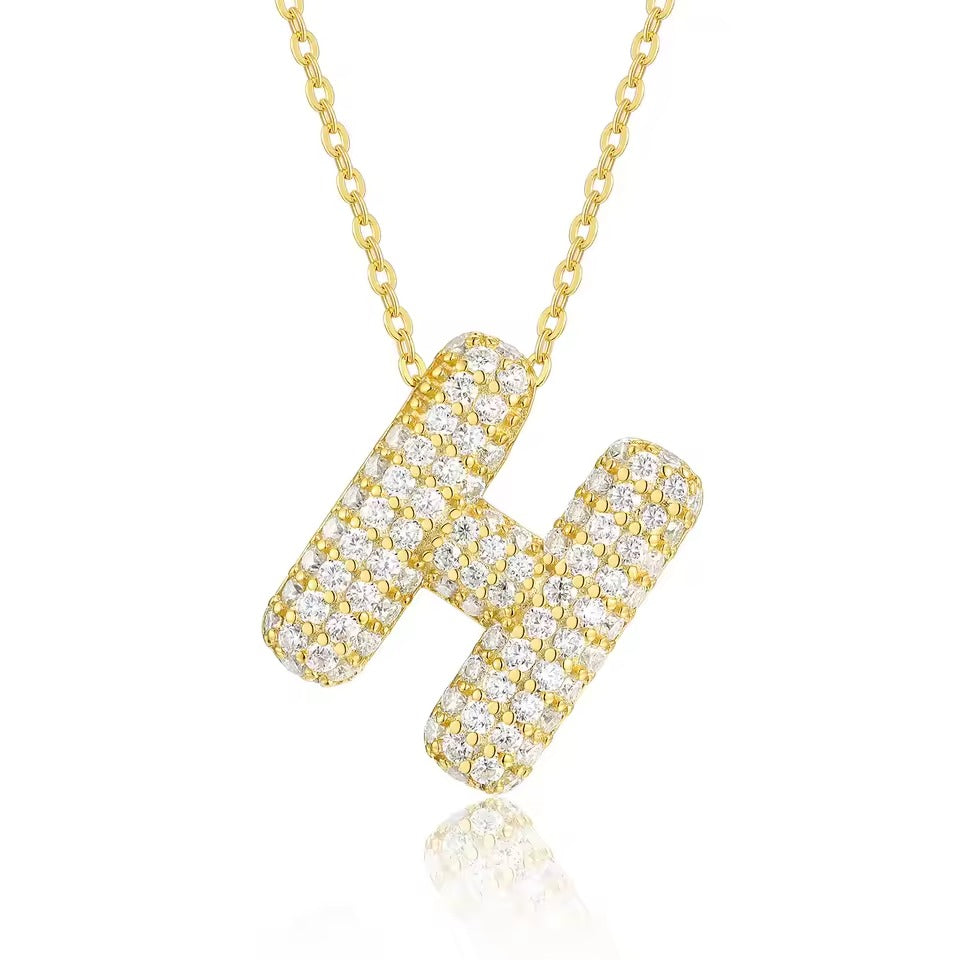 Bling Bubble Initial Letter Moissanite Necklace 26
