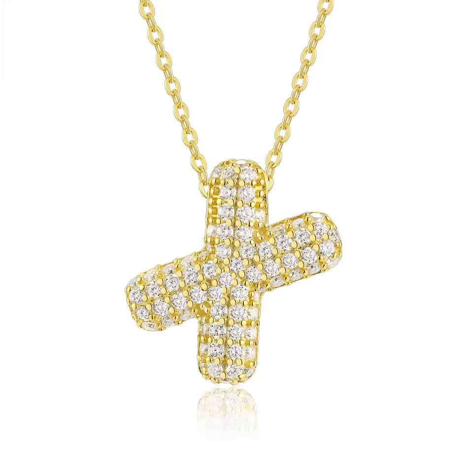 Bling Bubble Initial Letter Moissanite Necklace 30