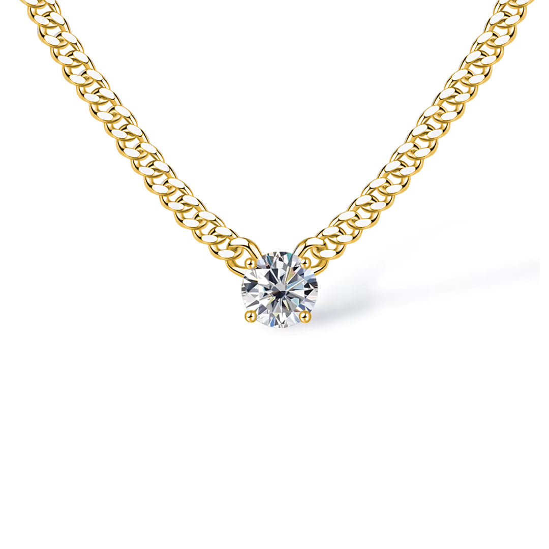 Catena Cuban Chain Round-Cut Moissanite Necklace 2