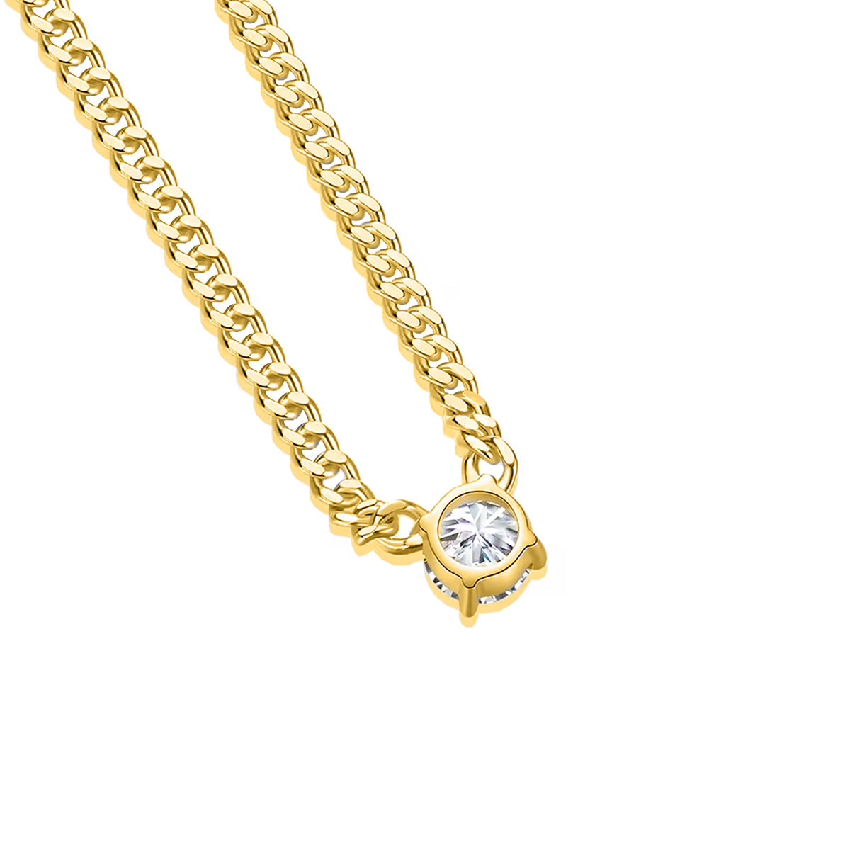 Catena Cuban Chain Round-Cut Moissanite Necklace 3