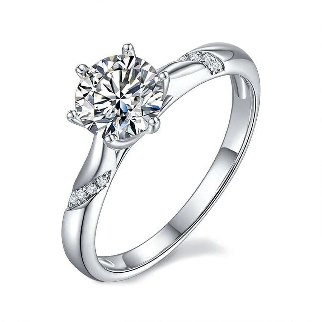 Celestine Round-Cut Six Prong Moissanite Ring 1