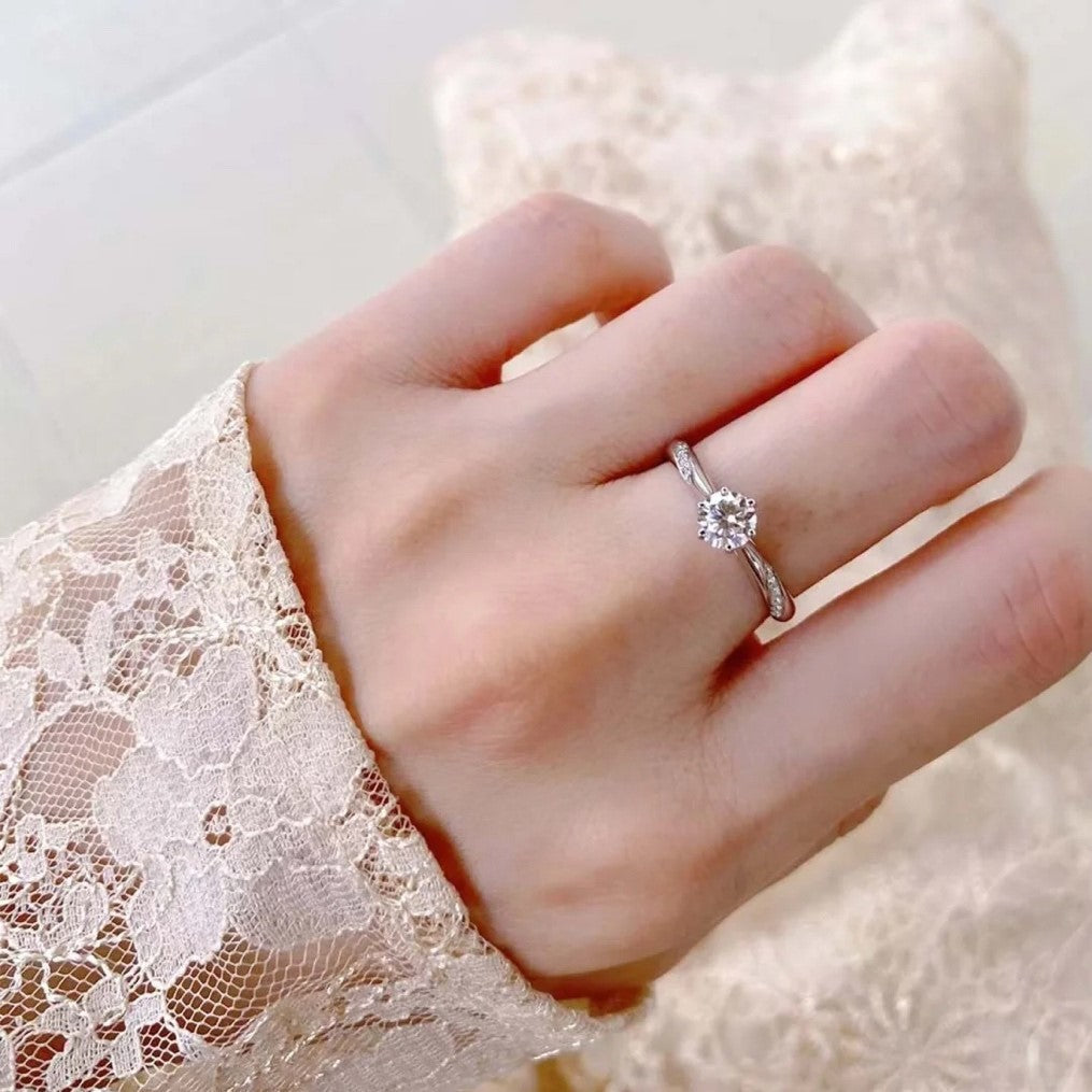 Celestine Round-Cut Six Prong Moissanite Ring 4