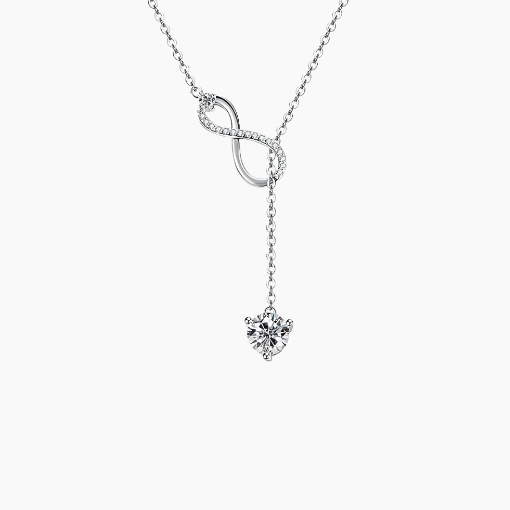 Infinity Round-Cut Moissanite Solitaire Necklace 0