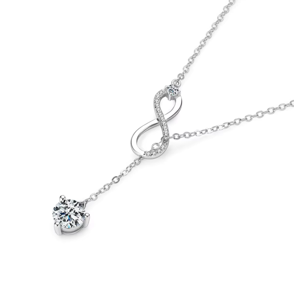 Infinity Round-Cut Moissanite Solitaire Necklace 1