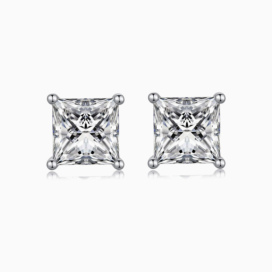 Iva Princess-Cut Moissanite Stud Earrings 0